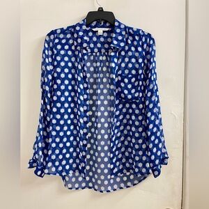 Diane Von Furstenberg Blue and White Hexagon Blouse